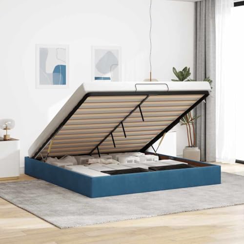 Refined Ottoman-Bett ohne Matratze Dunkelblau 180x200 cm Samt von Refined