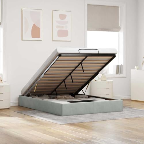 Refined Ottoman-Bett ohne Matratze Hellgrau 140x200 cm Samt Refined Ottoman-Bett ohne Matratze Hellgrau 140x200 cm Samt von Refined