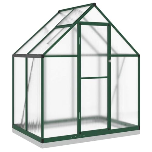 Refined Pflanzenhaus mit Dachrinnensystem Flügeltür Treibhaus für Pflanzen Frühbeet Gewächshaus mit Fundamentrahmen Grün 169x114x202 cm Aluminimum von Refined