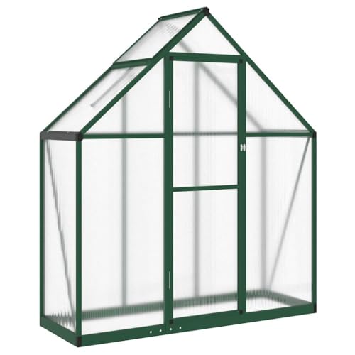 Refined Pflanzenhaus mit Dachrinnensystem Flügeltür Treibhaus für Pflanzen Frühbeet Gewächshaus mit Fundamentrahmen Grün 169x58x195 cm Aluminimum von Refined