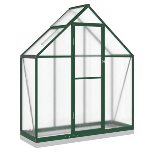 Refined Pflanzenhaus mit Dachrinnensystem Flügeltür Treibhaus für Pflanzen Frühbeet Gewächshaus mit Fundamentrahmen Grün 169x58x202 cm Aluminimum von Refined