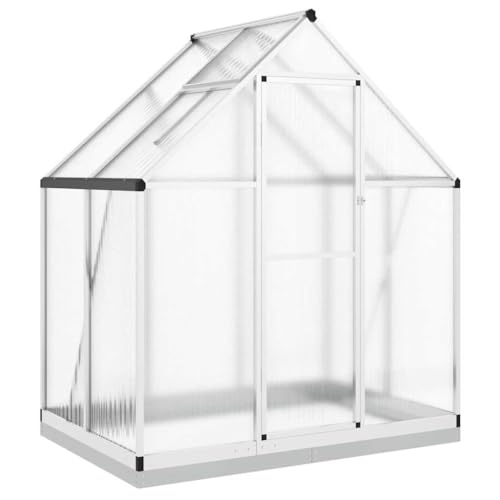 Refined Pflanzenhaus mit Dachrinnensystem Flügeltür Treibhaus für Pflanzen Frühbeet Gewächshaus mit Fundamentrahmen Silbern 169x114x202 cm Alu von Refined