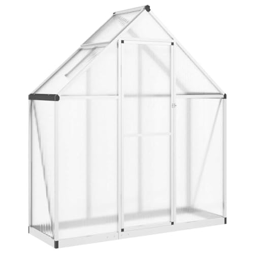 Refined Pflanzenhaus mit Dachrinnensystem Flügeltür Treibhaus für Pflanzen Frühbeet Gewächshaus mit Fundamentrahmen Silbern 169x58x195cm Aluminimum von Refined
