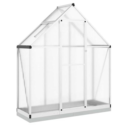 Refined Pflanzenhaus mit Dachrinnensystem Flügeltür Treibhaus für Pflanzen Frühbeet Gewächshaus mit Fundamentrahmen Silbern 169x58x202cm Aluminimum von Refined
