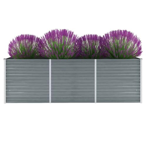 Refined Pflanzkübel Pflanzbeet Gemüsebeet Gartenbeet Frühbeet Blumenkasten Pflanzkasten Garten Verzinkter Garten-Hochbeet Verzinkter Stahl 240x80x77 cm Grau von Refined