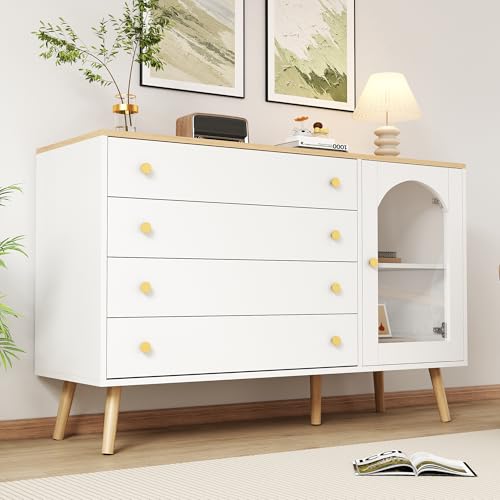 Refined Schubladenkommode weiß 4 breite Schubladen geeignet für Esszimmer Küche Wohnzimmer moderner Stil 40 * 120 * 77.5cm Refined Schubladenkommode weiß 4 breite Schubladen geeignet für Esszimmer Küche Wohnzimmer moderner Stil 40 * 120 * 77.5cm von Refined