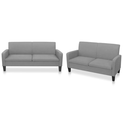 Refined Stoffsofa Polstersofa Loungesofa Sitzmöbel Polstermöbel Designsofa Wohnzimmersofa 2-TLG. Sofagarnitur Stoff Hellgrau von Refined