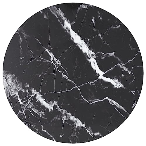 Refined Tischplatte Esstischplatte Glasplatte Ersatztischplatte Couchtischplatte Gartentischplatte Gehärtetes Glas Schwarz Ø60x0,8 cm Hartglas in Marmoroptik von Refined