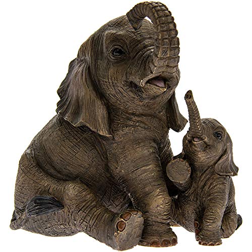 The Leonardo Collection Sitzender Elefant mit Kalb Leonardo 'Out of Africa' Moderne Ornament 12 cm * Box * von AYO