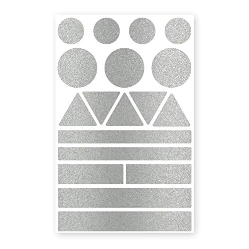 Reflecto Iron-On Reflektoren-Aufbügler in edler Metallic-matt Optik – 18-teiliges Set in versch. Farben – Motive zum Aufbügeln für Textilien - mehr Sichtbarkeit beim Jogging und im Alltag (silber) von reflecto