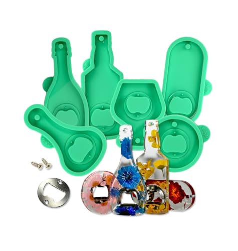 Refloxy Flaschenöffner Set 6pcs (5+1 Free) Silikonform Gießform Set, Kapselheber 17er-Schlüssel, Bieröffner Epoxidharz Form für DIY Harz Gießen Formen - Silikon Epoxy von Refloxy