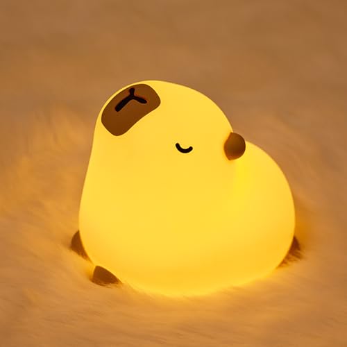 Refluxe Capybara Nachtlicht, Silikon Tier LED Touch Lampe, Dimmbares Nachtlicht mit Timer, Wiederaufladbare Nachttischlampe, Raumdekoration, Geschenk für Jungen und Mädchen(Capybara) von Refluxe