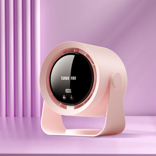Refluxe Tischventilator: USB-aufladbarer leiser Tischventilator mit 5400mAh Akku & LED-Display, stufenlose Geschwindigkeitsregelung, 90° schwenkbar & aufhängbar für Büro, Schlafzimmer, Wohnheim von Refluxe