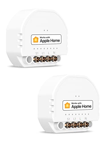 Refoss Mini WLAN Relais Schalter, Kompatible mit Apple HomeKit, Alexa & Google Home, Relais Modul, 1 Gang DIY Lichtschalter, 2,4GHz, 250V 10A, 2 Stück von Refoss