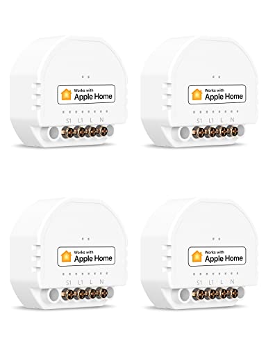 Mini Smart Home Refoss WLAN Relai Schalter, kompatible mit Apple HomeKit, Alexa & Google Home, Relais Modul, 1 Gang DIY Lichtschalter, 2.4GHz, 250V 10A, 4 Stück von Refoss