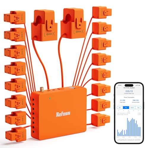Refoss Smart Home Energie-Monitor, genaue Echtzeit-Energieverbrauchsverfolgung mit Home Assistant, Stromverbrauch Monitor mit 16X Schaltungssensoren von Refoss