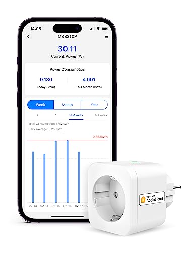 Refoss Smart Steckdose funktioniert mit Apple HomeKit, WLAN Steckdose mit Verbrauchsmessung, Zeitschaltuhr Steckdose mit Fernbedienung, Stromzähler Balkonkraftwerk, mit Alexa, Google, 1 Stück von Refoss