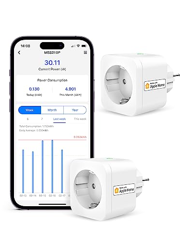 Refoss Smart Steckdose funktioniert mit Apple HomeKit, WLAN Steckdose mit Verbrauchsmessung, Zeitschaltuhr Steckdose mit Fernbedienung, Stromzähler Balkonkraftwerk, mit Alexa, Google, 2 Stück von Refoss