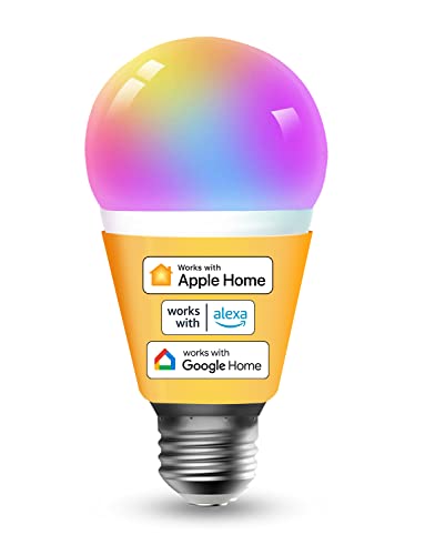 Refoss Smart WLAN Glühbirne E27 unterstützt HomeKit, intelligente alexa lampe Mehrfarbrige dimmbare LED light bulb mit Siri, Alexa, Google Assitant, RGBWW 2700K-6500K Warmweiß und Kaltweiß, 1 Pack von Refoss