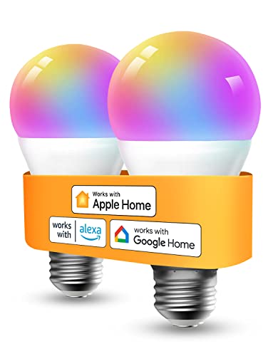 Refoss Smart WLAN Glühbirne E27 unterstützt HomeKit,intelligente lampe Mehrfarbrige dimmbare LED light bulb mit Siri,Alexa,Google Assitant,9W RGBWW 2700K-6500K Warmweiß und Kaltweiß,2 Pack von Refoss