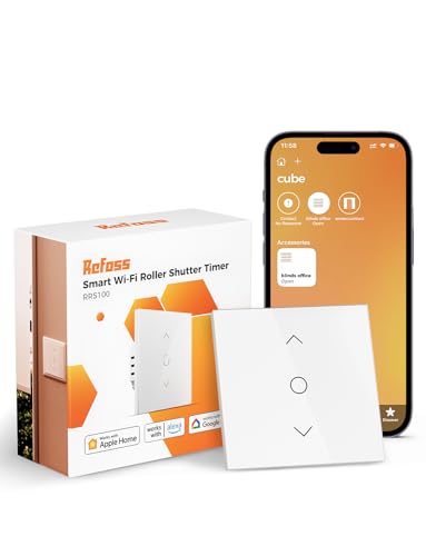 Refoss WLAN Rollladenschalter mit Apple HomeKit, Smart Rolladen Zeitschaltuhr, WLAN Jalousien Schalter mit prozentualer Steuerung, Smart Home Rolladensteuerung, Kompatibel mit Alexa, Google, 1 Stück von Refoss