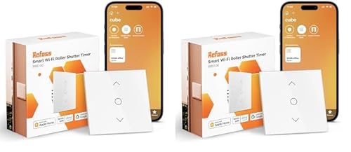 Refoss WLAN Rollladenschalter mit Apple HomeKit, Smart Rolladen Zeitschaltuhr, WLAN Jalousien Schalter mit prozentualer Steuerung, Smart Home Rolladensteuerung, Kompatibel mit Alexa, Siri, Google von Refoss