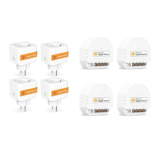 Tasmota Steckdose mit Stromzähler, Refoss Smart WLAN zur Messung von Stromverbrauch & Refoss Mini WLAN Relais Schalter, Kompatible mit Apple HomeKit von Refoss