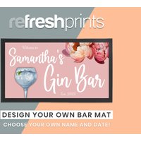 Personalisierter Barläufer - Gin Bar Läufer/Geschenk Matte Hausbar Gummi Barmatte Barzubehör Barware von RefreshPrints