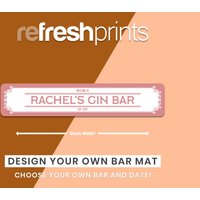 Personalisierter Pink Gin Bar Läufer - Kleiner Barläufer/Geschenk Für Sie Hausbar /Thin Mat/Bar Zubehör/Barware/Bar Zubehör/Barmatte von RefreshPrints