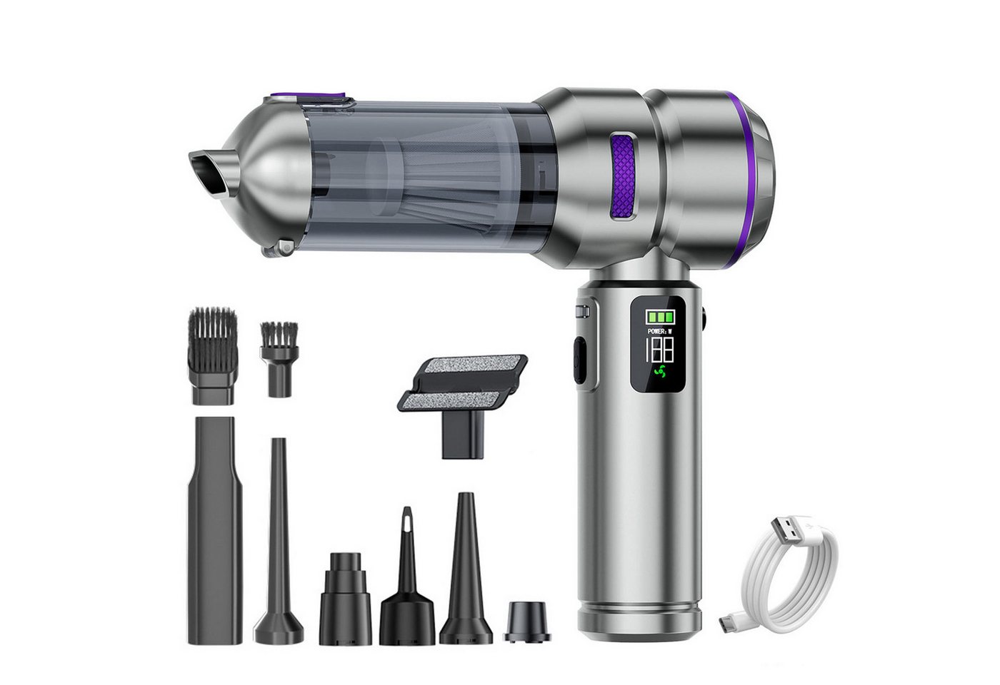 Refttenw Akku-Handstaubsauger 4 in 1 Auto-Staubsauger,Autostaubsauger,Mini Staubsauger,17000pa von Refttenw