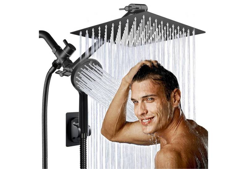 Refttenw Brausegarnitur Duschkopf Kombination Regenduschkopf Handbrause, 5 Strahlart(en), 10-Zoll-Topbrause mit Verlängerungsarm, 1,5m Schlauch von Refttenw