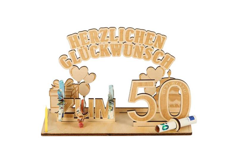 Refttenw Dekoobjekt Geldgeschenke Geburtstag mit LED Lichterkette, Geldgeschenke Deko Holz, Geschenkideen zum 50 Geburtstag von Refttenw