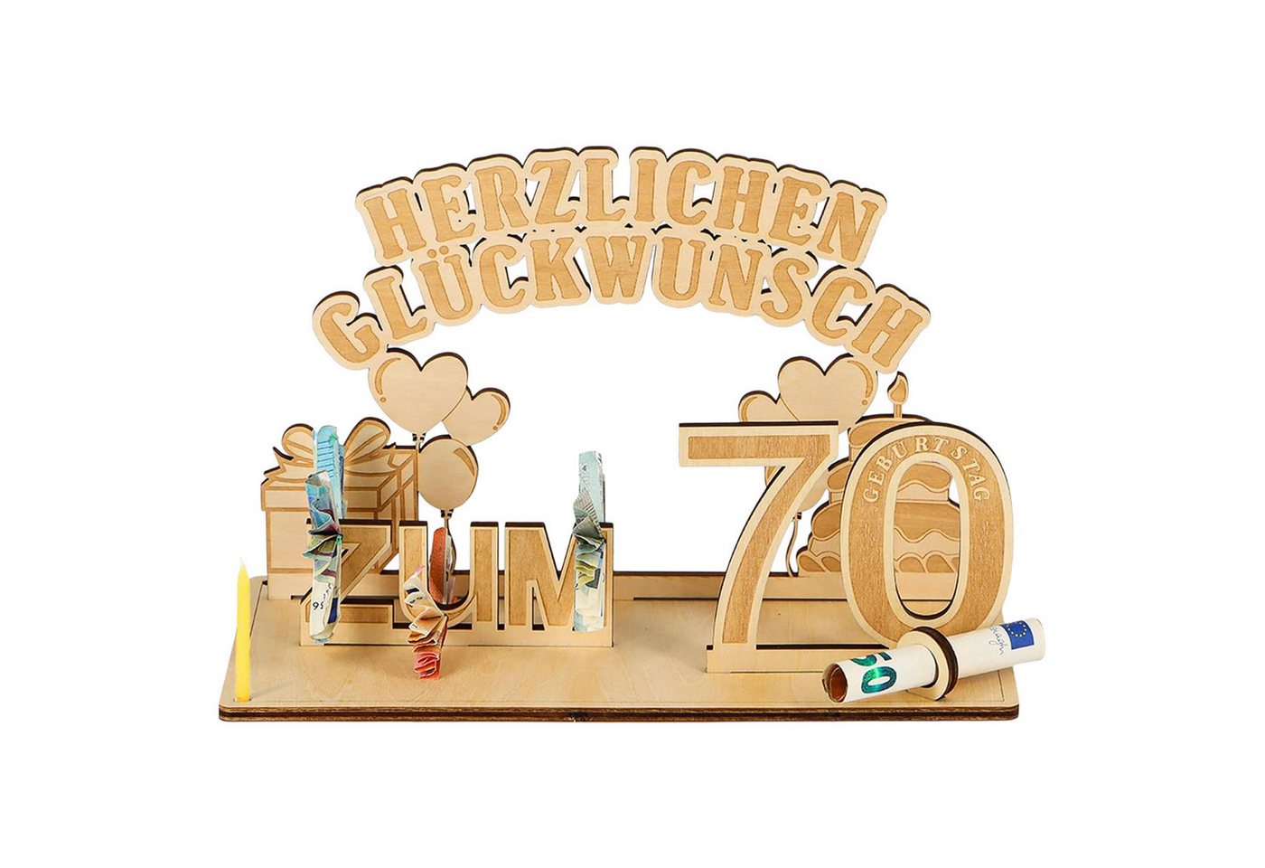 Refttenw Dekoobjekt Geldgeschenke Geburtstag mit LED Lichterkette, Geldgeschenke Deko Holz, Geschenkideen zum 70 Geburtstag Refttenw Dekoobjekt Geldgeschenke Geburtstag mit LED Lichterkette, Geldgeschenke Deko Holz, Geschenkideen zum 70 Geburtstag von Refttenw