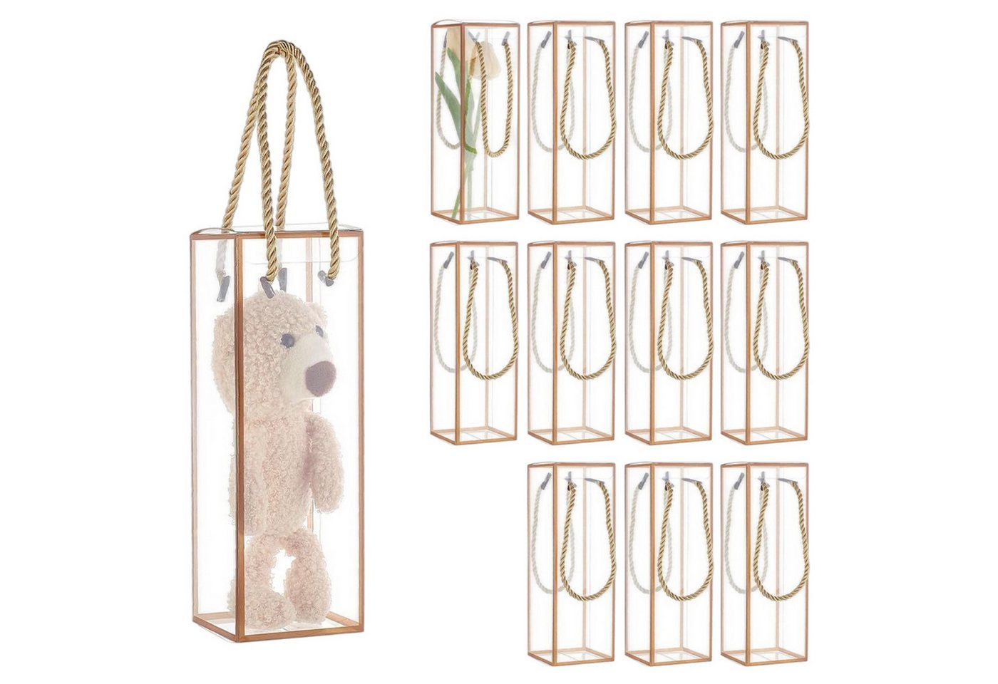 Refttenw Geschenkbox Transparente Geschenkbox,Geschenkkarton aus Kunststoff,7x7x21cm,12-St (12 St) von Refttenw