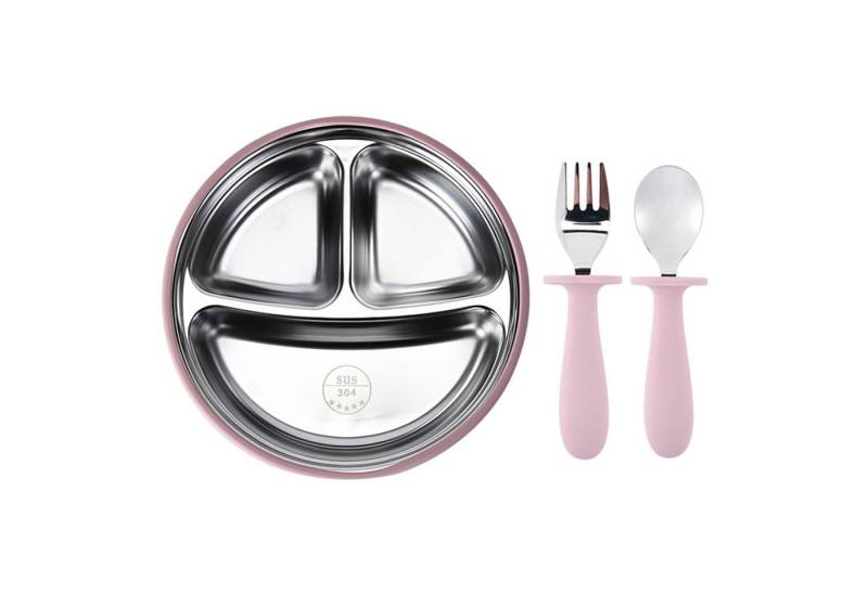 Refttenw Kindergeschirr-Set Baby Teller mit Saugnäpf,Kinderteller set,Mit Gabel und Löffel von Refttenw