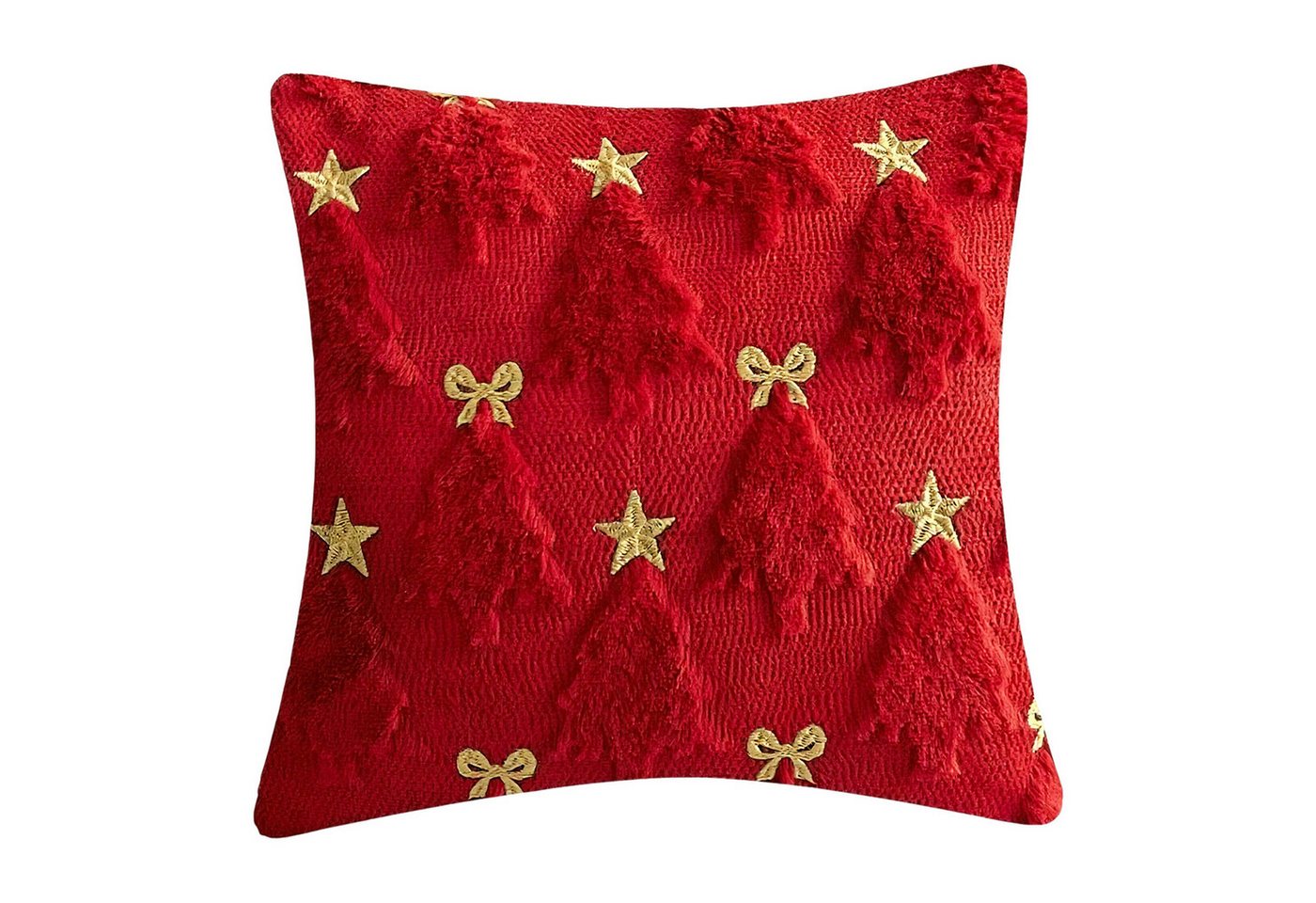 Refttenw Kissenbezüge Weihnachtsbaum-Kissenbezug 45x45 cm,Rot-Grün, Kuschelweich & Gemütlich, (1 Stück), für Winterliches Weihnachtsfest von Refttenw