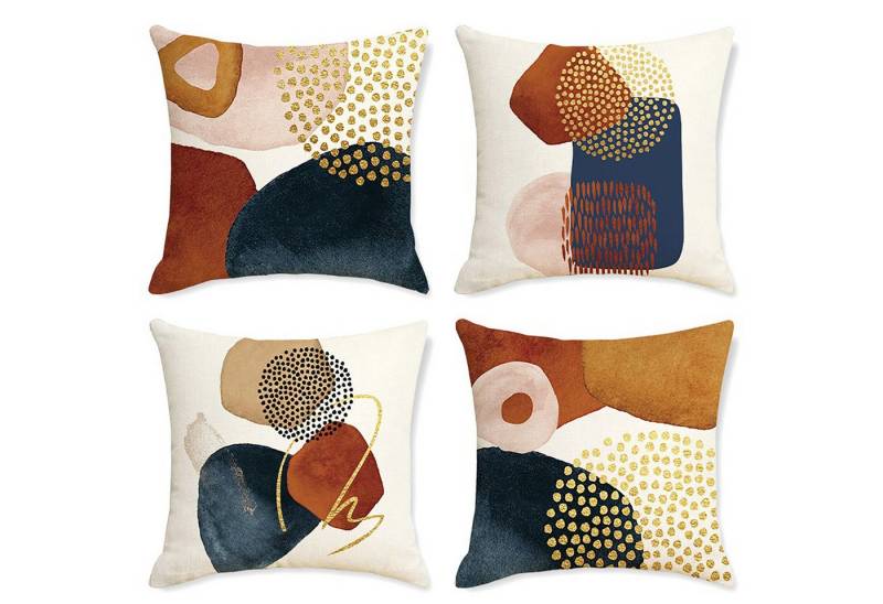 Refttenw Kissenbezug 45x45cm 4er set Kissenhüllen Boho Kissenbezüge Modern Abstrakt Kunst, Kein Kissenkern oder Polsterung von Refttenw