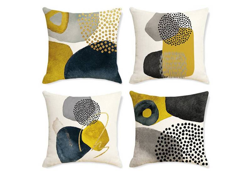 Refttenw Kissenbezug 45x45cm 4er set Kissenhüllen Boho Kissenbezüge Modern Abstrakt Kunst, Kein Kissenkern oder Polsterung von Refttenw