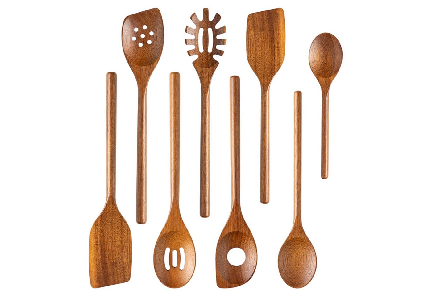 Refttenw Kochbesteck-Set Kochutensilien aus Holz Kochlöffel Holzspatel (Set, 8-tlg), Akazienholz, Hitzebeständig Kochlöffel von Refttenw