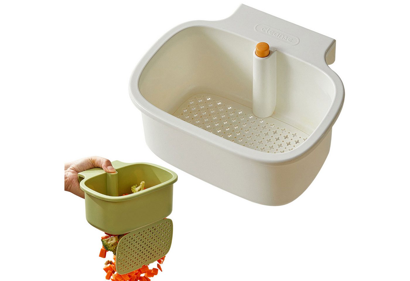 Refttenw Küchensieb Hängender Abtropfkorb für die Küchenspüle Wasserhahn-Hängesieb, Mit Druckknopf für Essensreste filtern, Gemüse Obst waschen von Refttenw