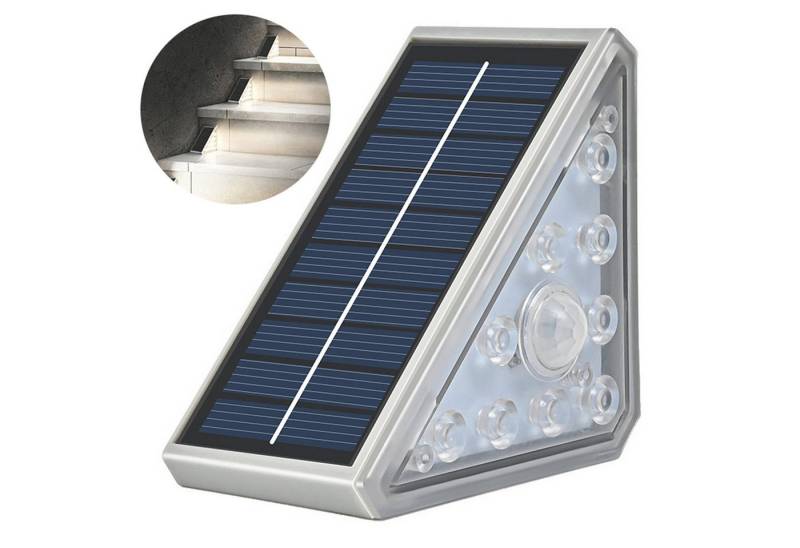 Refttenw LED Solarleuchte Solarlampen für Außen mit Bewegungsmelder Gartenleuchte Treppen Balkon, LED fest integriert, Kaltweiß, Bewegungssensor-Version-Kaltweiß von Refttenw