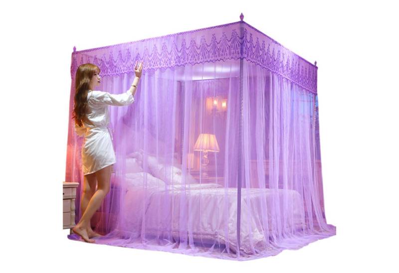 Refttenw Moskitonetz Baldachin mit Ecken, Prinzess Bettvorhänge mit 3 seitlichen Öffnungen von Refttenw