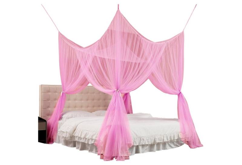 Refttenw Moskitonetz Doppelbett mit 4 Eckpfosten, Großes Mückennetz 190x210x240cm von Refttenw