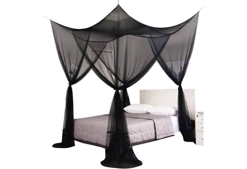 Refttenw Moskitonetz Doppelbett mit 4 Eckpfosten, Großes Mückennetz 190x210x240cm von Refttenw