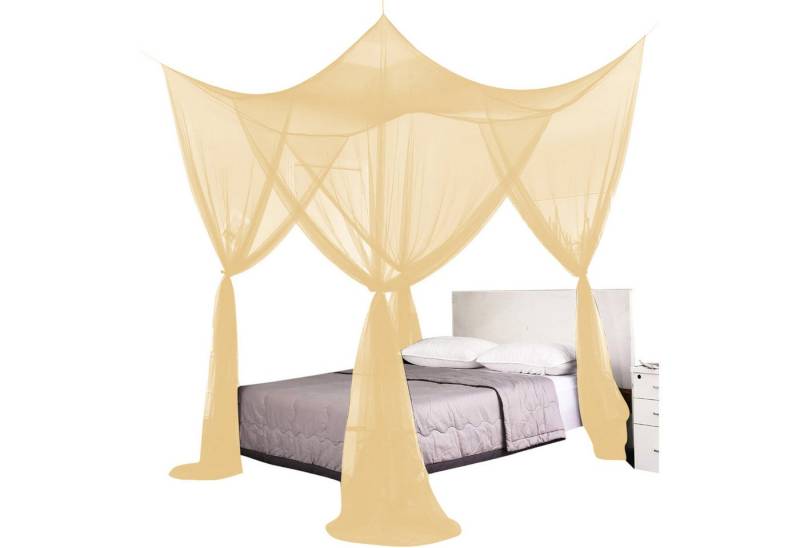 Refttenw Moskitonetz Doppelbett mit 4 Eckpfosten, Großes Mückennetz 190x210x240cm von Refttenw