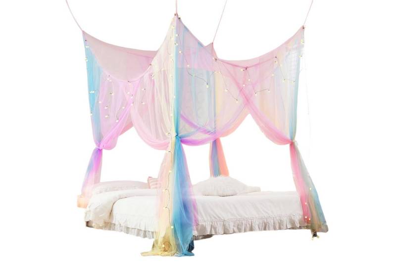 Refttenw Moskitonetz Doppelbett mit 4 Eckpfosten, Großes Mückennetz 190x210x240cm von Refttenw