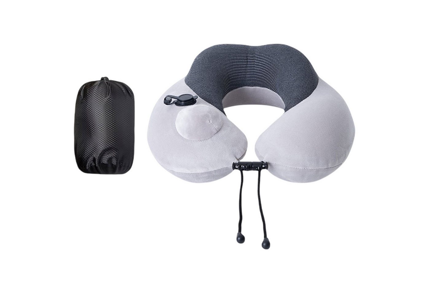 Refttenw Nackenstützkissen Verstellbares Knopfdruck aufblasbares U-förmiges Kissen,Nackenkissen von Refttenw