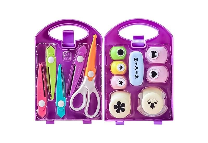 Refttenw Papierscheren 13 Stück Bastelschere Set Kinder Bastelschere mit 8-tlg Papierstanzer, Zufälliges Muster Refttenw Papierscheren 13 Stück Bastelschere Set Kinder Bastelschere mit 8-tlg Papierstanzer, Zufälliges Muster von Refttenw