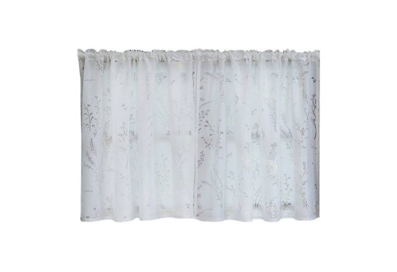 Refttenw Scheibengardine Blumen Scheibengardinen Kurzgardine, Stangendurchzug (2 St), halbtransparent, 2er Set 90 B x 100 H (cm) von Refttenw