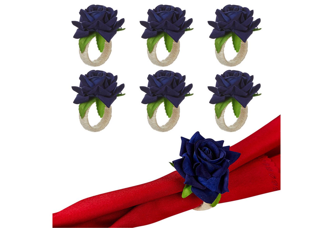 Refttenw Serviettenring Festlicher Serviettenring,Serviettenringe Rosen, Tischdeko, 6 Stück Refttenw Serviettenring Festlicher Serviettenring,Serviettenringe Rosen, Tischdeko, 6 Stück von Refttenw